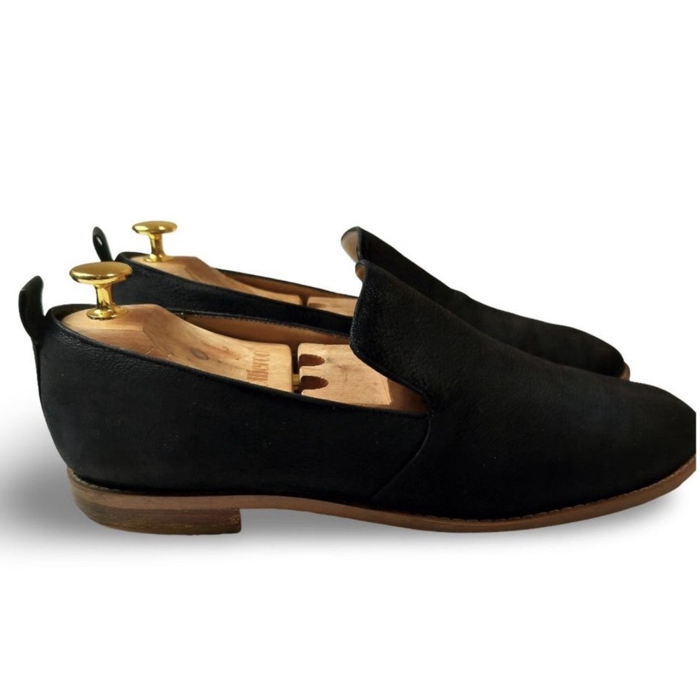 Franco Sarto "Jeena"‎ Loafer Women's Genuine Suede Leather Shoes (Black) Tom's